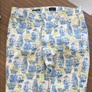 Talbots Blue and Green Vase Print Pants